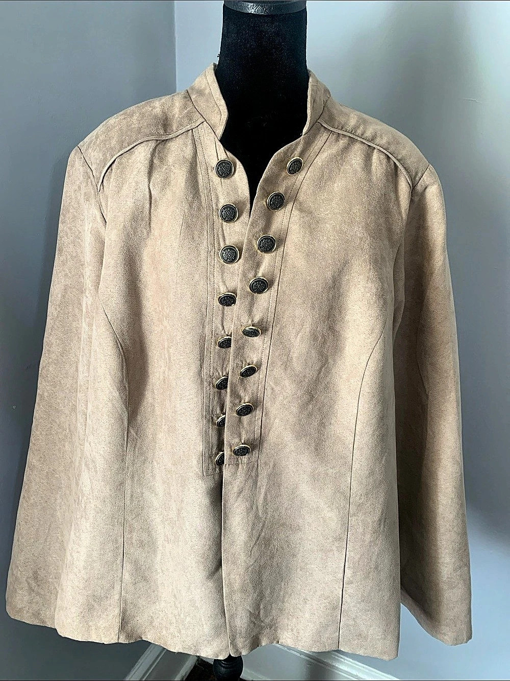 Roz & Ali  Women's Tan Button Blazer Jacket Size 3X